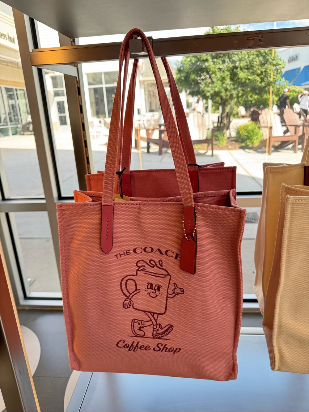 Coach Pink Canvas Coffee Shop Tote